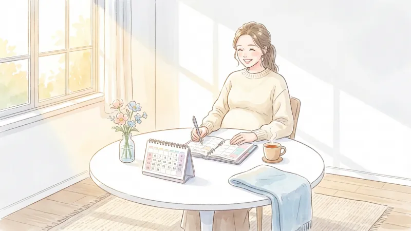 ベビーシャワーはいつやるのか時期を考える妊婦さんのイメージ